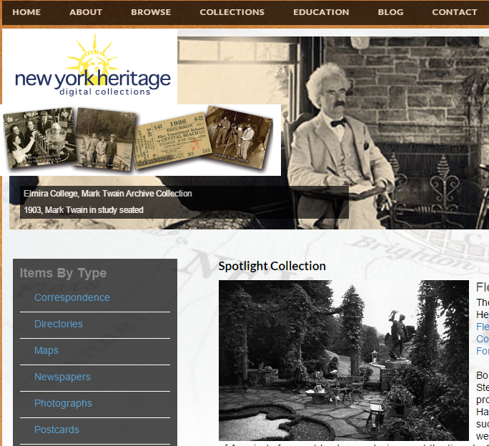 New York Heritage Digital Collections main page