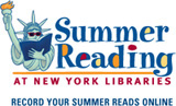 Summer reading at New York Libraries, record your summer reads online logo